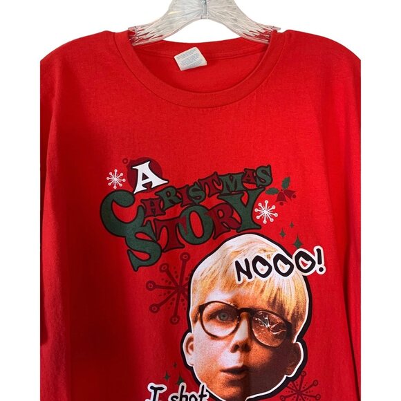 GILDAN A CHRISTMAS STORY "I Shot My Eye Out" Red Short Sleeve Crewneck Tee XL - Picture 2 of 6